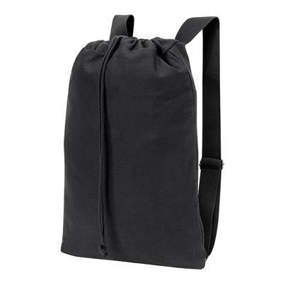 SHEFFIELD COTTON DRAWSTRING BACKPACK RUCKSACK in Black, Washed