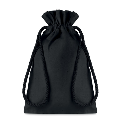 SMALL COTTON DRAW CORD BAG in Black