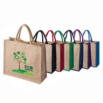 TATTON JUTE TOTE SHOPPER SUSTAINABLE TOTE BAG FOR LIFE with Dyed Gusset & Handles