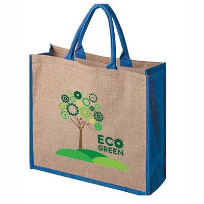 TATTON JUTE TOTE SHOPPER TOTE SUSTAINABLE BAG FOR LIFE with Coloured Gusset & Handles