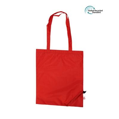 TAUSI ECO 100% RPET FOLDING RED BAG with Long Handles