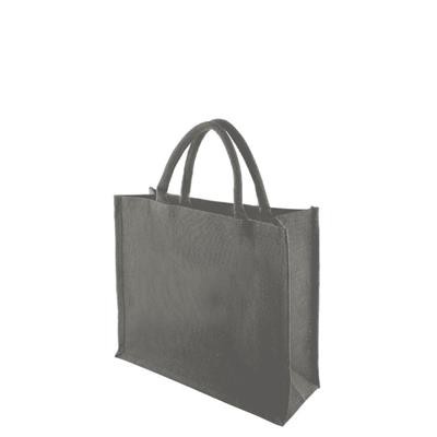 TEMBO FC GREY 100% ECO JUTE SHOPPER TOTE BAG with Short Cotton Cord Handles