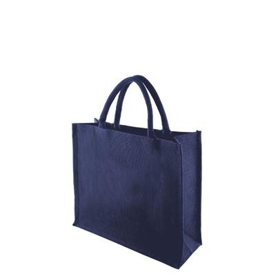 TEMBO FC NAVY 100% ECO JUTE SHOPPER TOTE BAG with Short Cotton Cord Handles