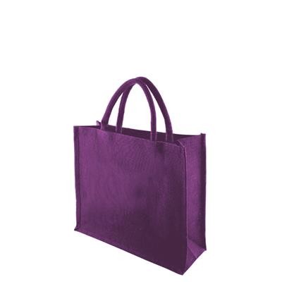 TEMBO FC PURPLE 100% ECO JUTE SHOPPER TOTE BAG with Short Cotton Cord Handles