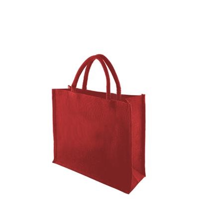 TEMBO FC RED 100% ECO JUTE SHOPPER TOTE BAG with Short Cotton Cord Handles