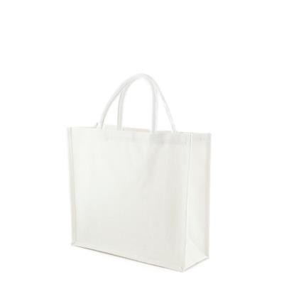 TEMBO FC WHITE 100% ECO JUTE SHOPPER TOTE BAG with Short Cotton Cord Handles