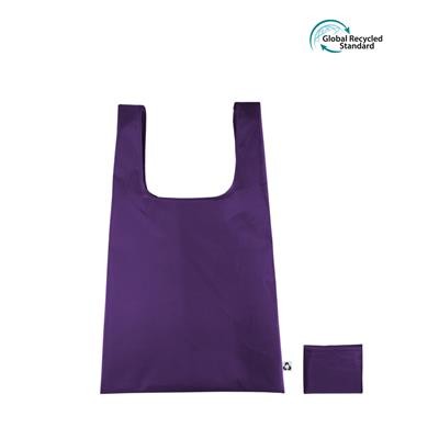 TOMBILI ECO 100% RPET FOLDING PURPLE BAG with Side Gusset, Inner Pocket & Vest Handles