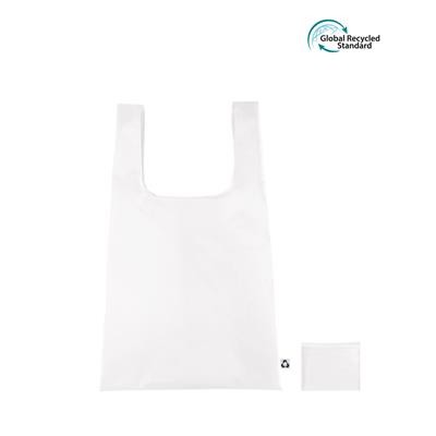 TOMBILI ECO 100% RPET FOLDING WHITE BAG with Side Gusset, Inner Pocket & Vest Handles