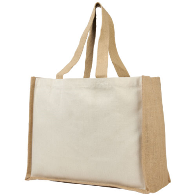 VARAI 320 G & M² CANVAS AND JUTE SHOPPER TOTE BAG 23L in Natural & Natural