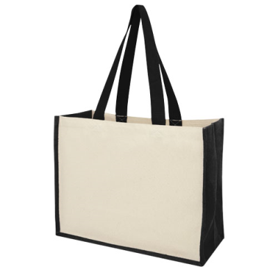 VARAI 320 G & M² CANVAS AND JUTE SHOPPER TOTE BAG 23L in Solid Black