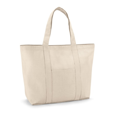 VILLE 100% COTTON CANVAS BAG with Front & Inside Pocket (280 G & M²) in Light Natural