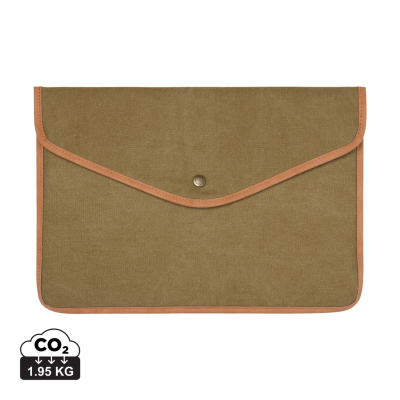 VINGA BOSLER GRS RECYCLED CANVAS 16 INCH LAPTOP SLEEVE in Green