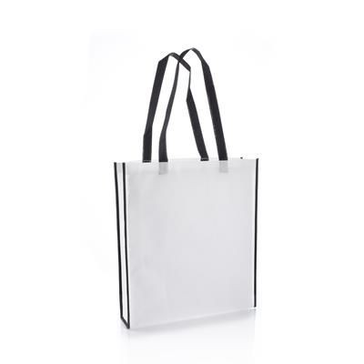 VIRGINIA NON WOVEN PP TOTE BAG in White with Black Colour Handles & Trim