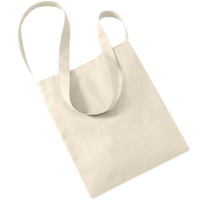 WESTFORD MILL BIODEGRADABLE ORGANIC COTTON SLING TOTE BAG with Long Handle & Velcro Closure