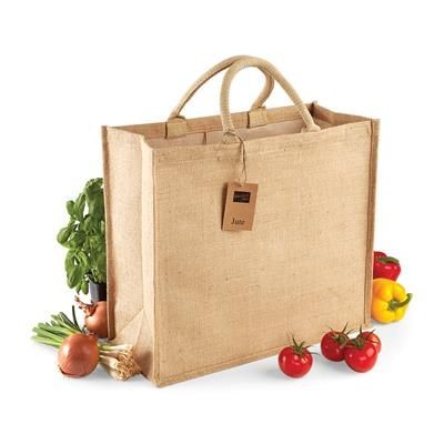 WESTFORD MILL JUMBO JUTE SUSTAINABLE SHOPPER TOTE BAG in Natural