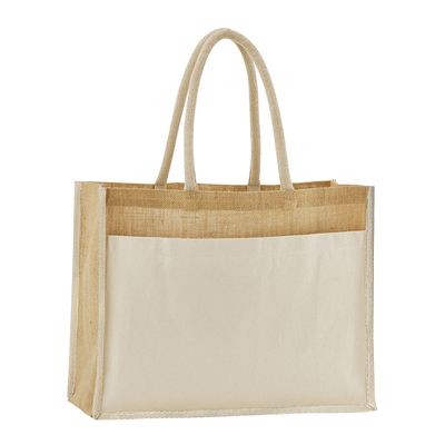 WESTFORD MILL NATURAL JUTE LARGE COTTON POCKET JUTE BAG