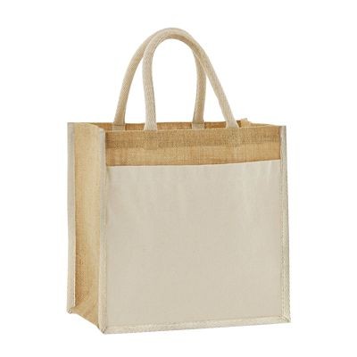 WESTFORD MILL NATURAL JUTE MIDI COTTON POCKET JUTE BAG