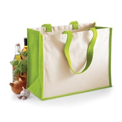 WESTFORD MILL PRINTERS JUTE CLASSIC SHOPPER TOTE BAG