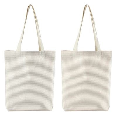 WESTFORD MILL STRIPE ORGANIC 6OZ COTTON TOTE BAG with Gusset