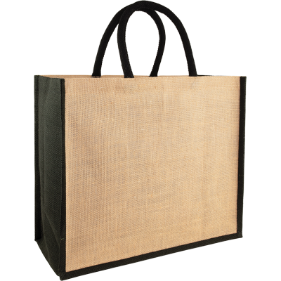 YALDING ECO JUTE SHOPPER TOTE in Natural Black