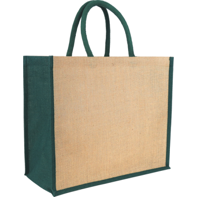 YALDING ECO JUTE SHOPPER TOTE in Natural Green