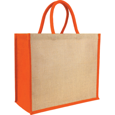 YALDING ECO JUTE SHOPPER TOTE in Natural Orange