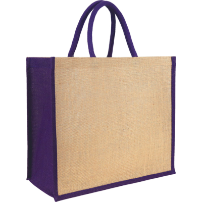 YALDING ECO JUTE SHOPPER TOTE in Natural Purple