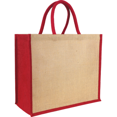 YALDING ECO JUTE SHOPPER TOTE in Natural Red