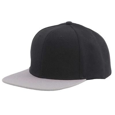 100% ACRYLIC SNAPBACK BASEBALL CAP in Black & Grey