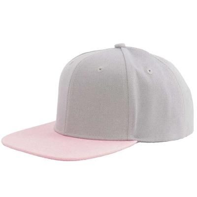 100% ACRYLIC SNAPBACK BASEBALL CAP in Grey & Pink