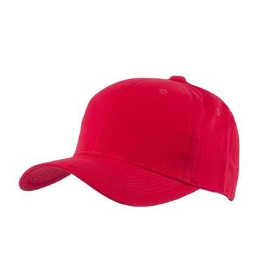 100% BRUSHED COTTON 6 PANEL CHILDRENS BASEBALL CAP in Red