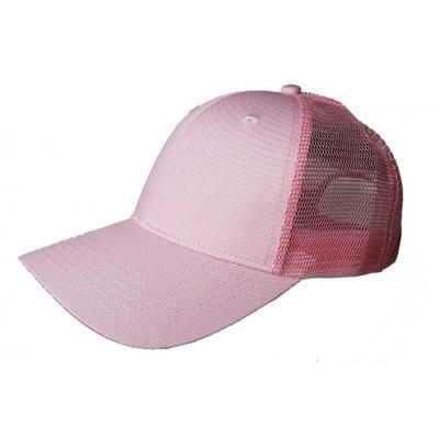 100% COTTON FRONTED 6 PANEL TRUCKER CAP in Pink