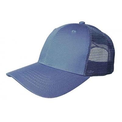 100% COTTON FRONTED 6 PANEL TRUCKER CAP in Steel Blue