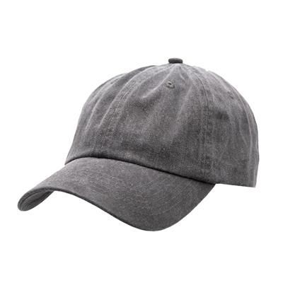 100% COTTON PIGMENT DYED, WORN LOOK 6 PANEL UNSTRUCTED CAP with Brass Buckle in Black