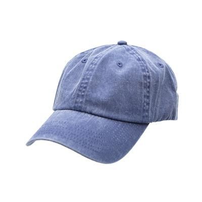 100% COTTON PIGMENT DYED, WORN LOOK 6 PANEL UNSTRUCTED CAP with Brass Buckle in Navy