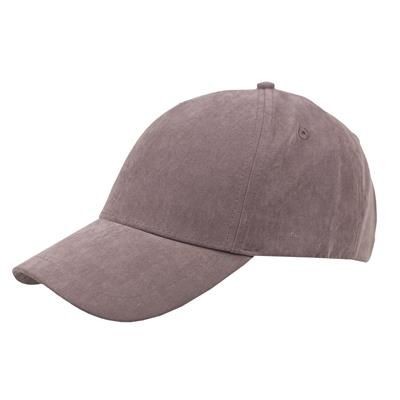 100% HEAVY WASHED POLYESTER SUEDE 5 PANEL CAP with Brass Buckle Adjuster in Brown