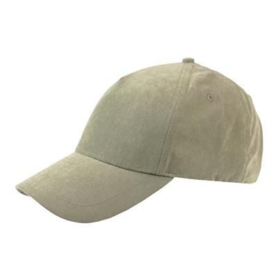 100% HEAVY WASHED POLYESTER SUEDE 5 PANEL CAP with Brass Buckle Adjuster in Olive