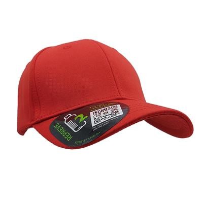 100% RECYCLED REPREVE 6 PANEL BASEBALL CAP in Red Eco