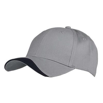 6 PANEL 100% BRUSHED COTTON CAP in Grey-navy