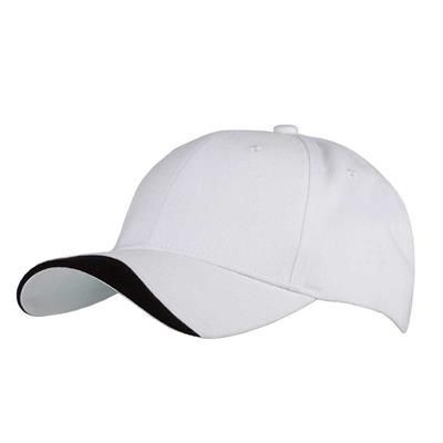 6 PANEL 100% BRUSHED COTTON CAP in White-black