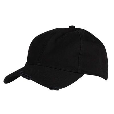 6 PANEL 100% WASHED CHINO COTTON UNSTRUCTURED CAP in Black