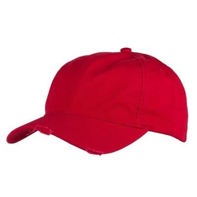 6 PANEL 100% WASHED CHINO COTTON UNSTRUCTURED CAP in Red