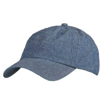 6 PANEL CHAMBRAY DENIM UNSTRUCTURED CAP in Blue