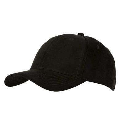 6 PANEL FAUX SUEDE POLYESTER CAP in Black