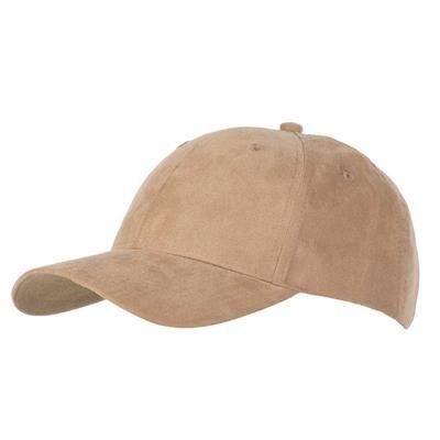 6 PANEL FAUX SUEDE POLYESTER CAP in Khaki