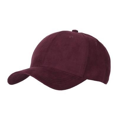 6 PANEL FAUX SUEDE POLYESTER CAP in Maroon