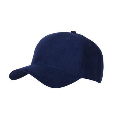 6 PANEL FAUX SUEDE POLYESTER CAP in Navy Blue