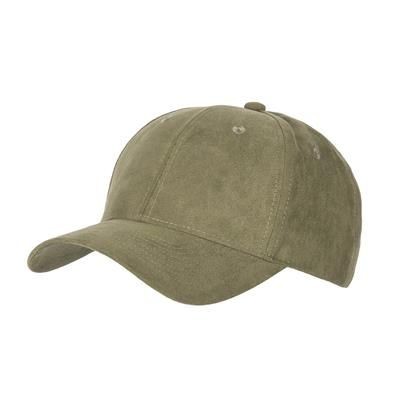 6 PANEL FAUX SUEDE POLYESTER CAP in Olive Green