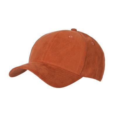 6 PANEL FAUX SUEDE POLYESTER CAP in Pumpkin