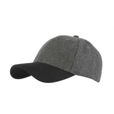 6 PANEL MELTON BASEBALL CAP in Black-grey